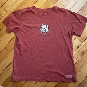 Life Is Good Red Baseball Tee